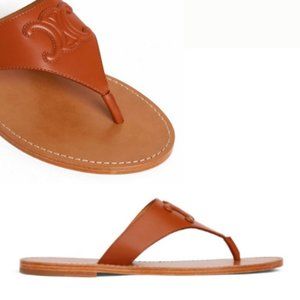 NWT CELINE TRIOMPHE FLAT THONG IN CALFSKIN - Tan size 8